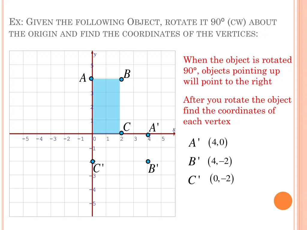 e x g iven the following o bject rotate