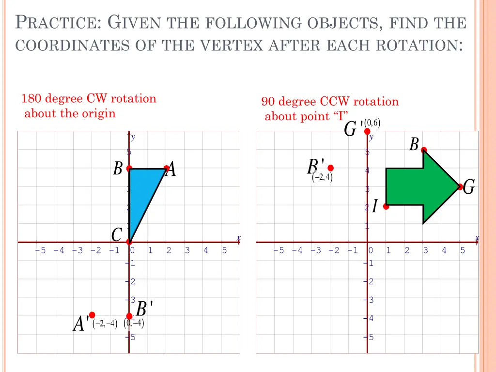 p ractice g iven the following objects find