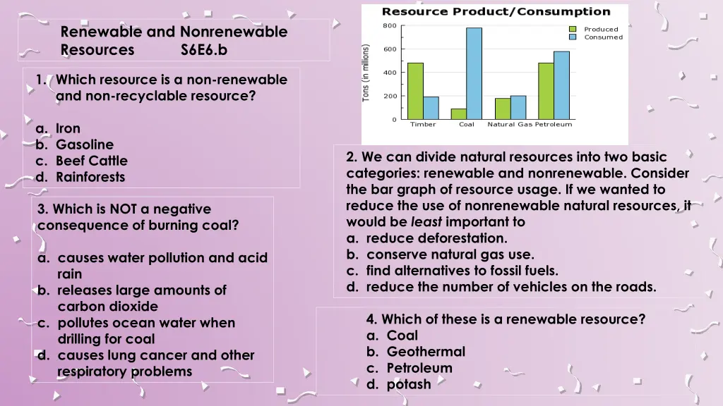 renewable and nonrenewable resources s6e6 b