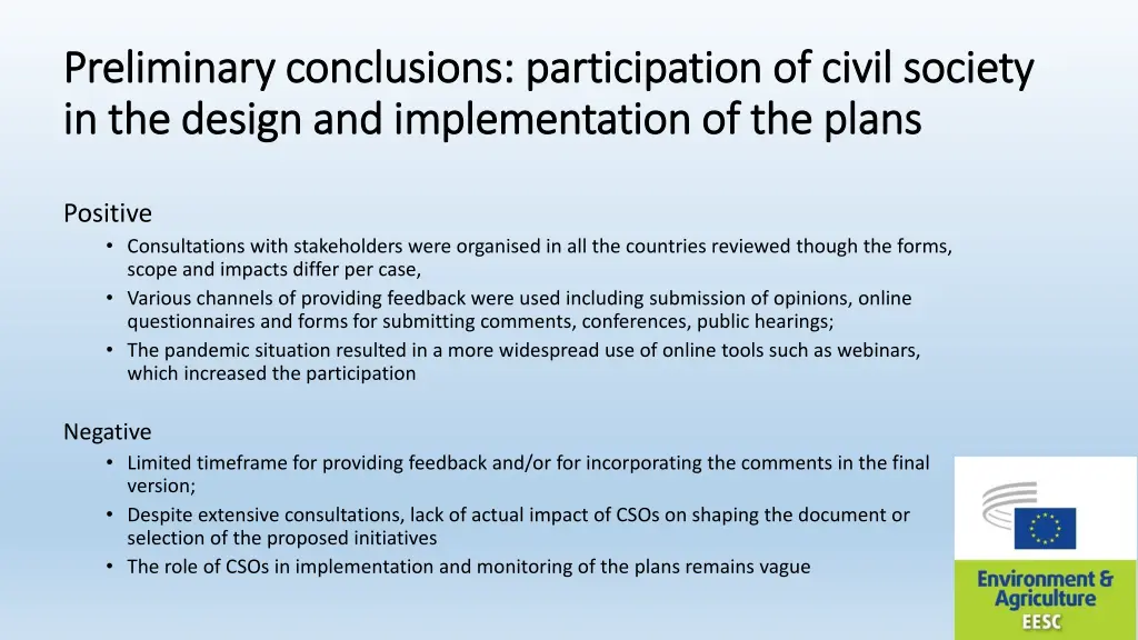 preliminary conclusions participation of civil