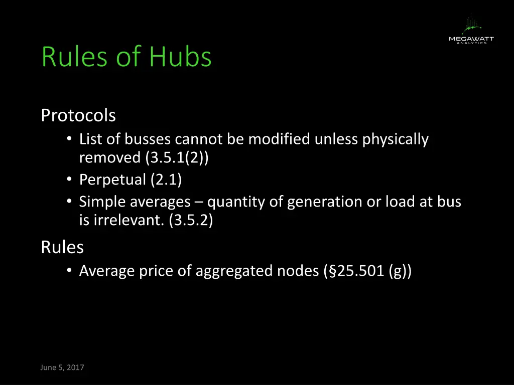 rules of hubs