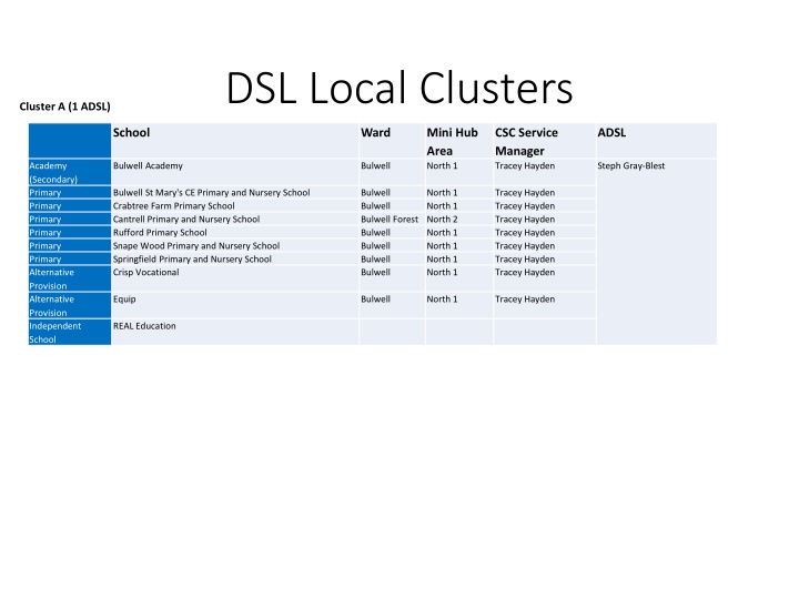 dsl local clusters