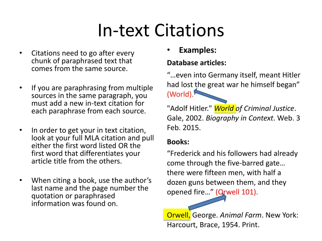 in text citations