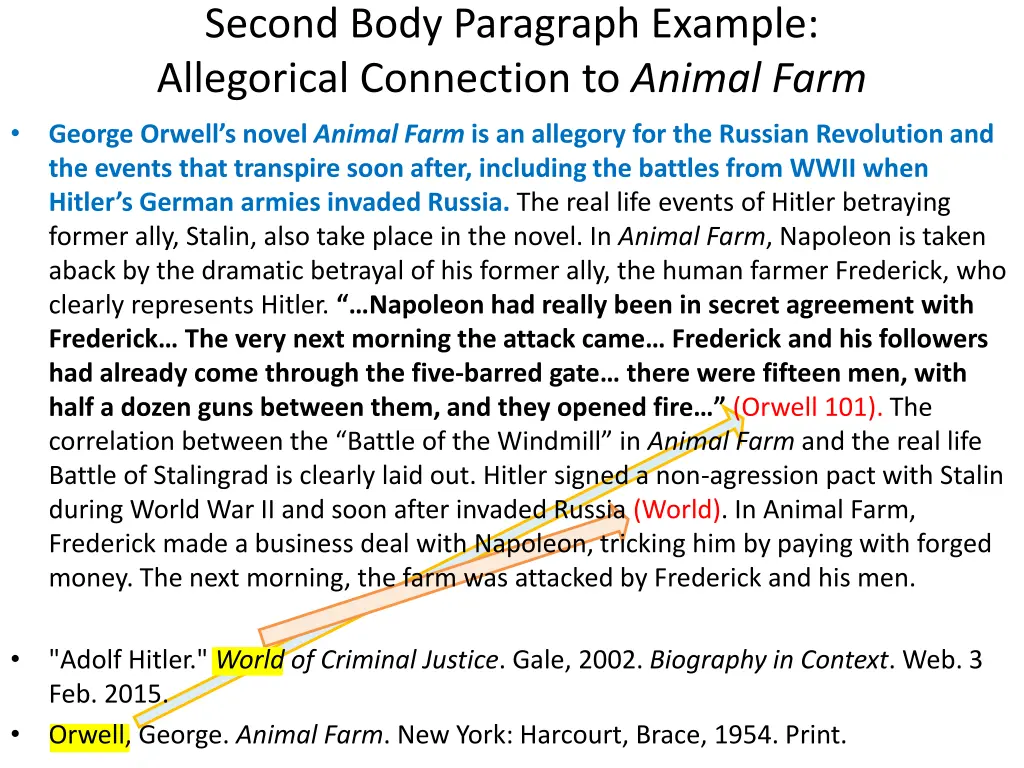 second body paragraph example allegorical