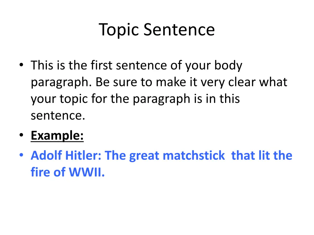 topic sentence