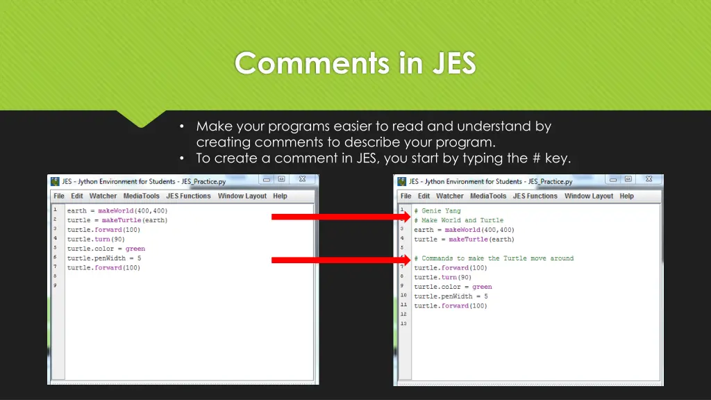 comments in jes