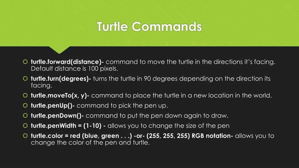 turtle commands