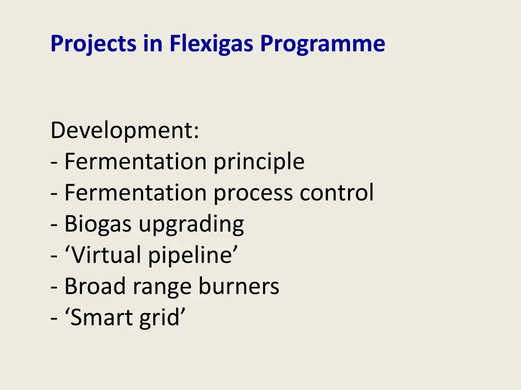 projects in flexigas programme