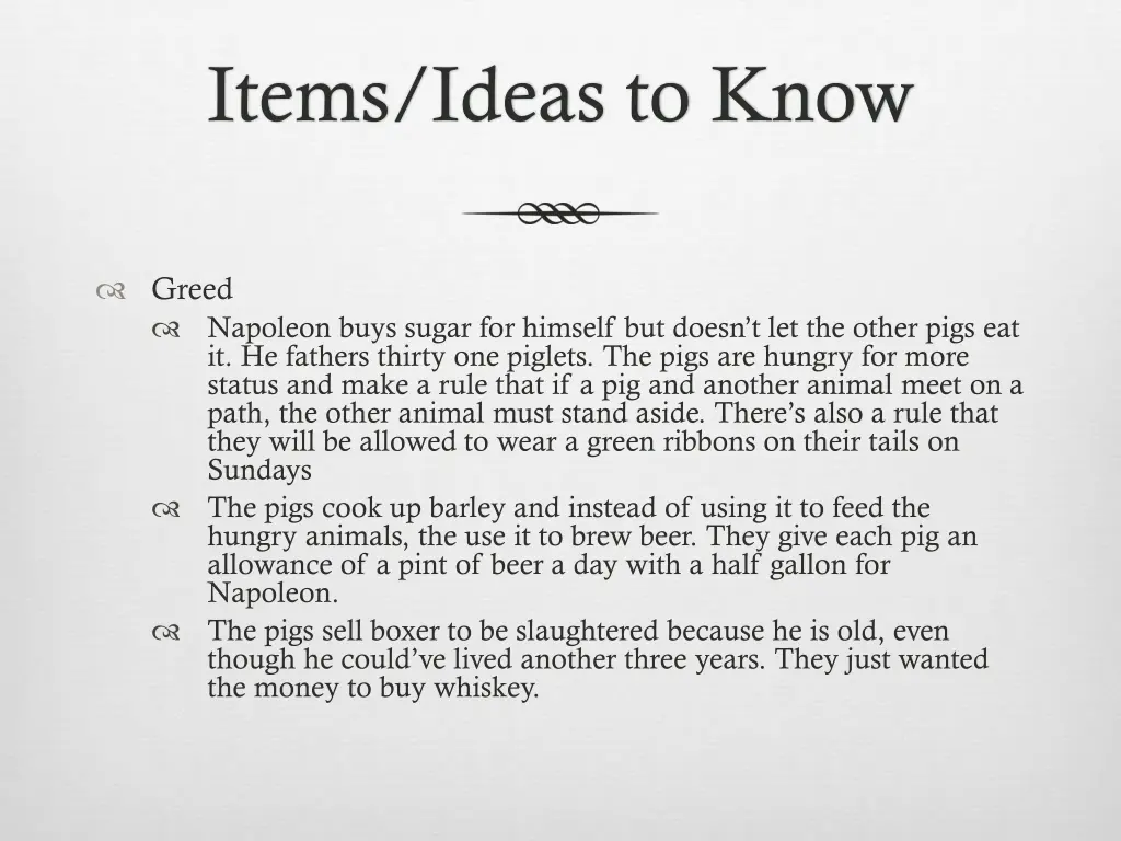 items ideas to know 1