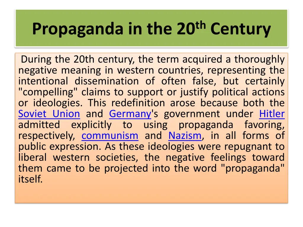 propaganda in the 20 th century