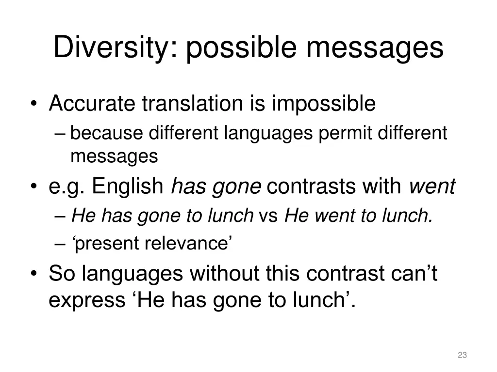 diversity possible messages