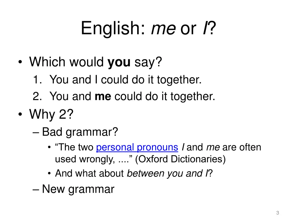 english me or i