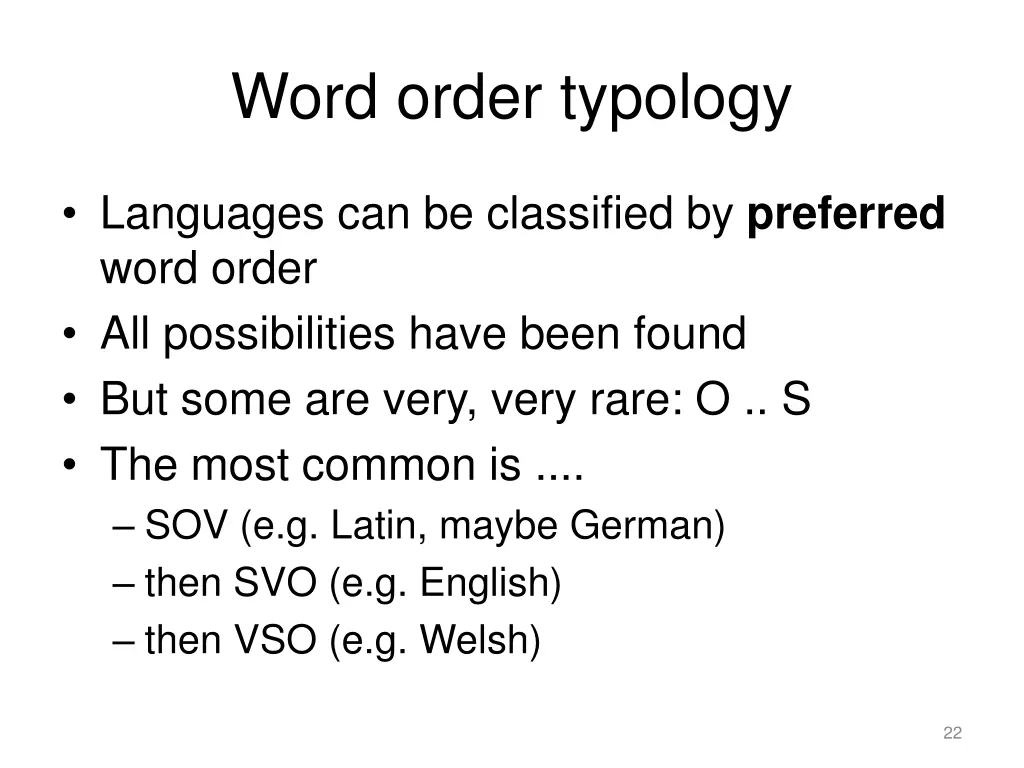 word order typology