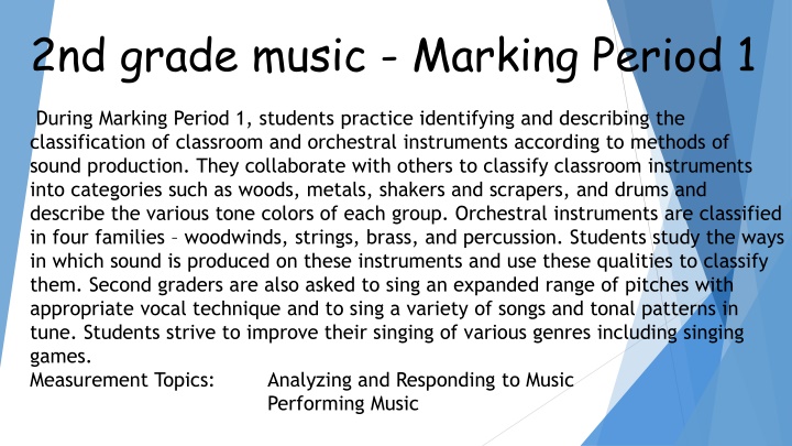 2nd grade music marking period 1