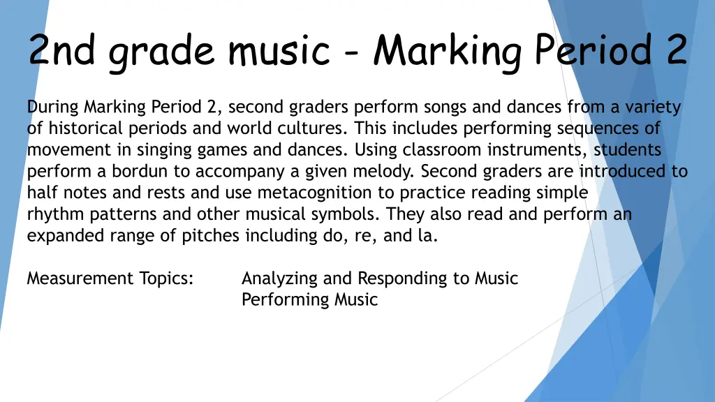 2nd grade music marking period 2