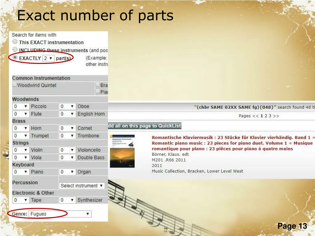 exact number of parts