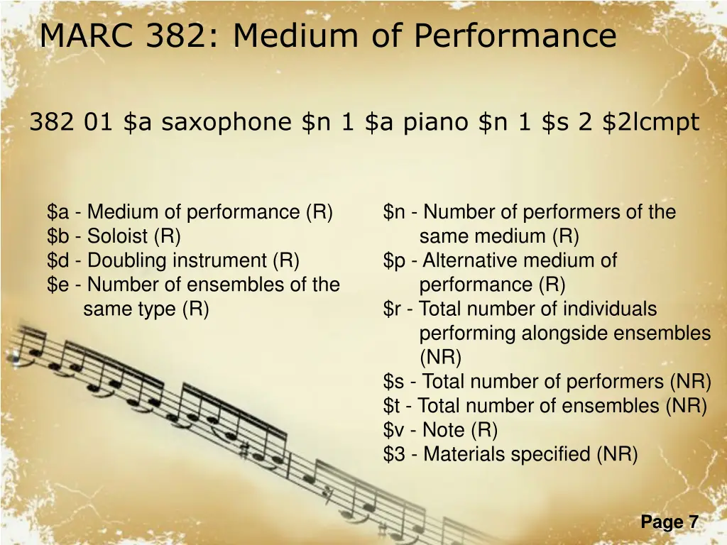 marc 382 medium of performance