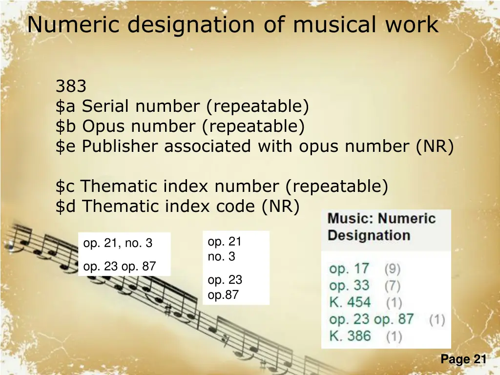 numeric designation of musical work