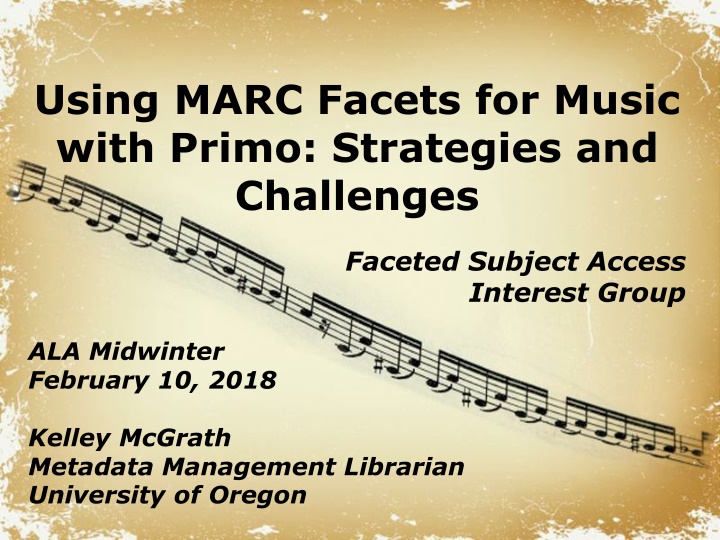 using marc facets for music with primo strategies