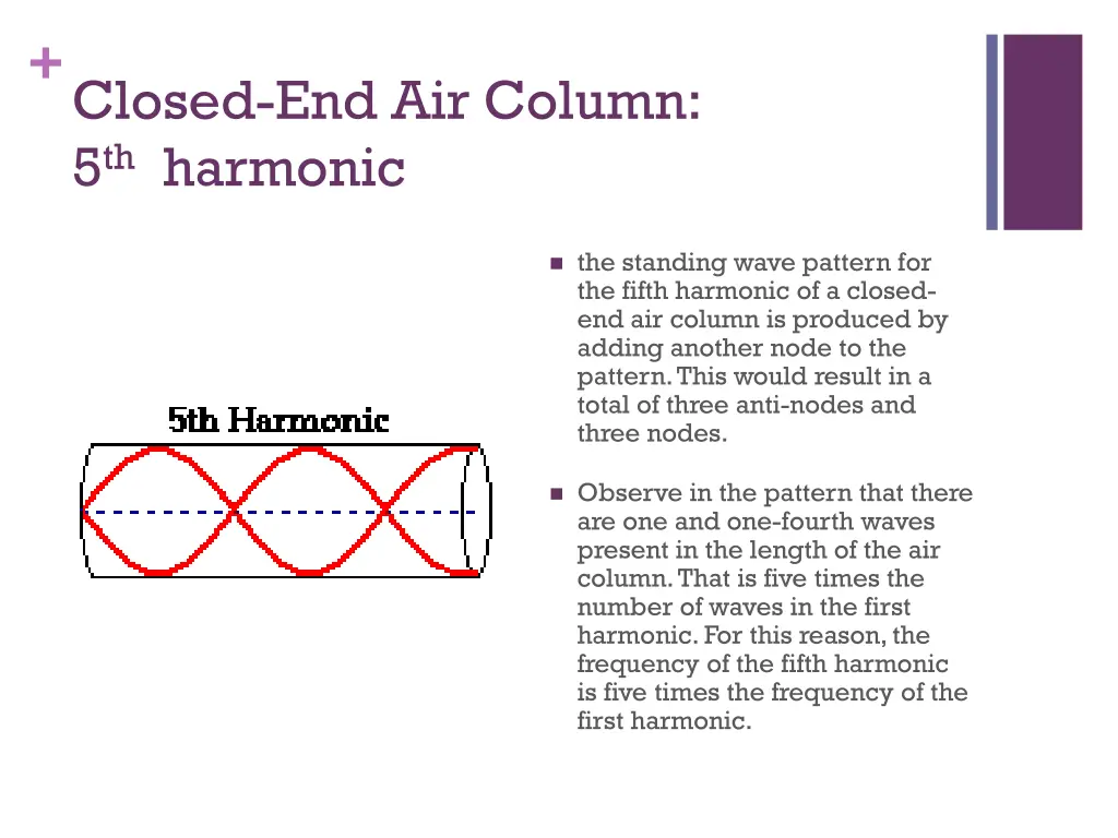 closed end air column 5 th harmonic