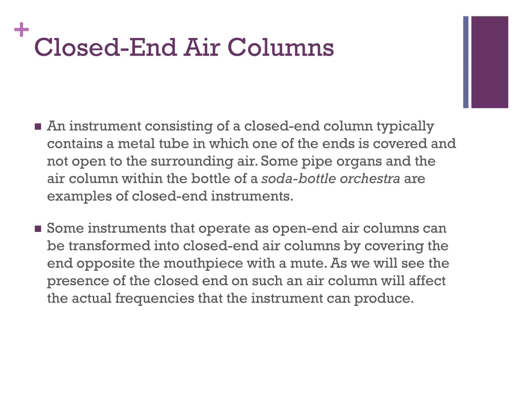 closed end air columns