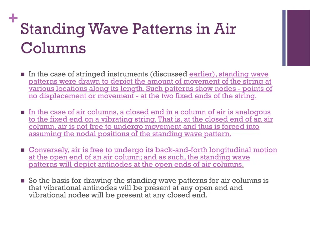 standing wave patterns in air columns