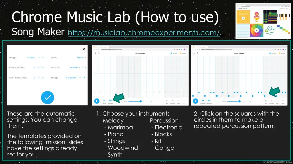 chrome music lab how to use song maker https