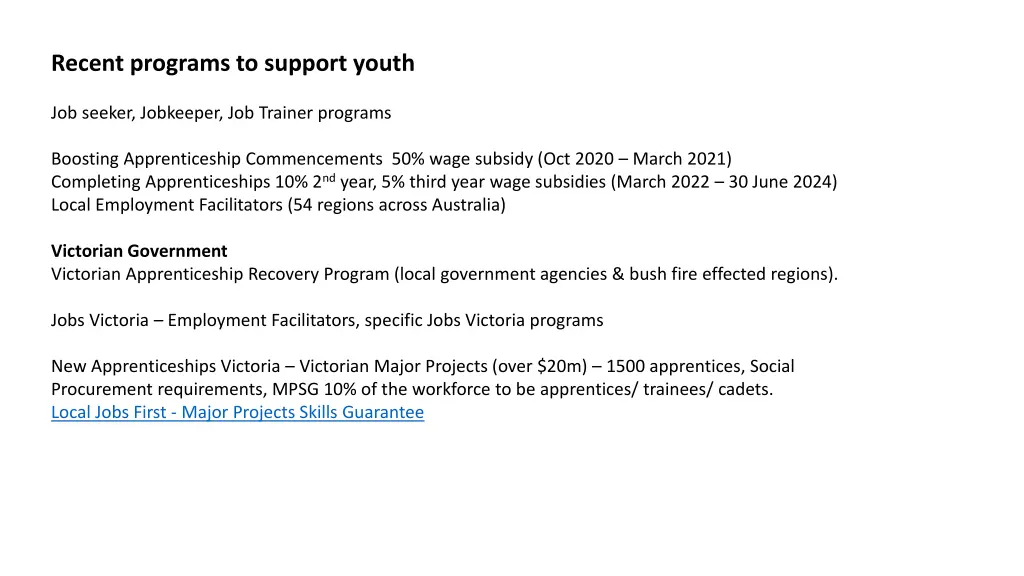 recent programs to support youth