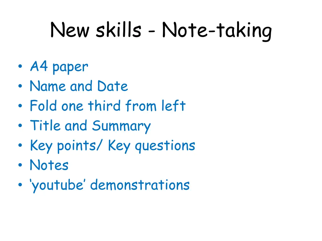 new skills note taking