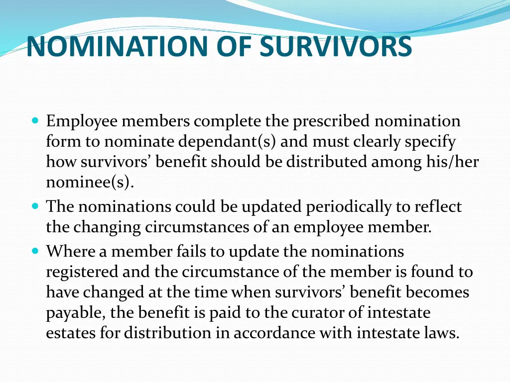 nomination of survivors