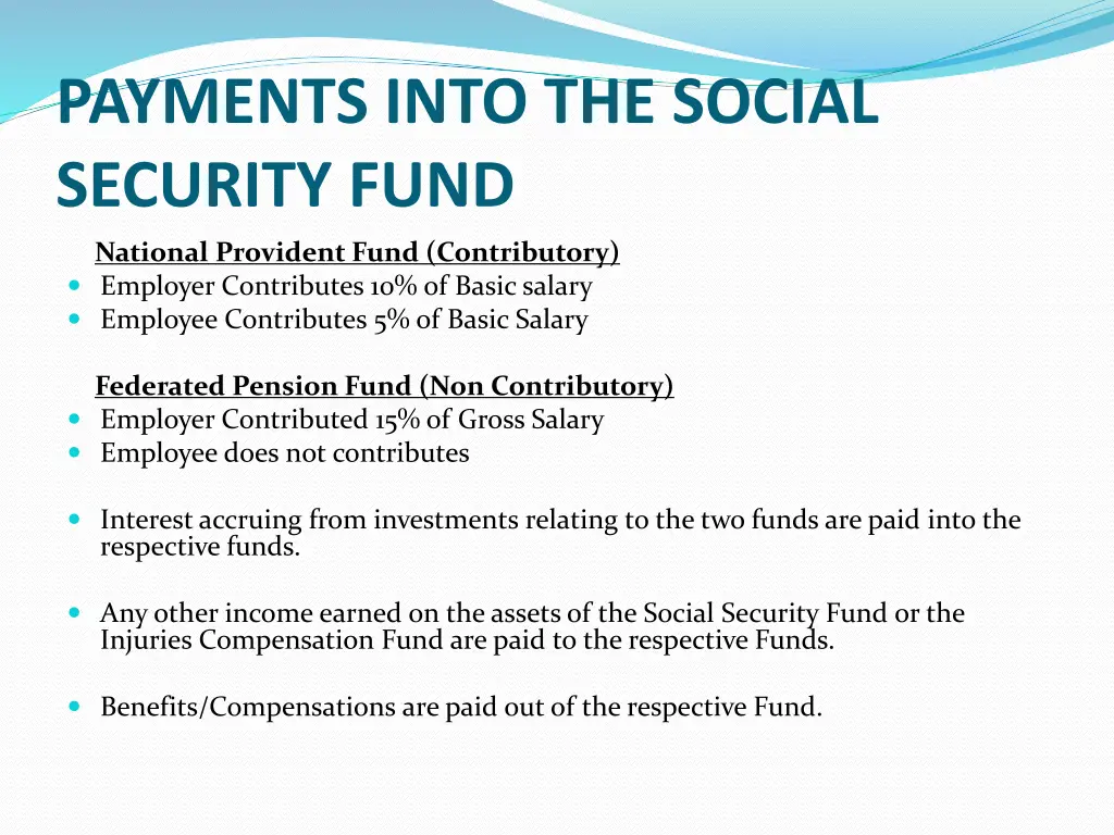 payments into the social security fund