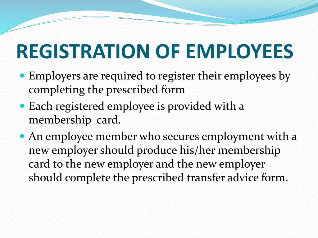 registration of employees