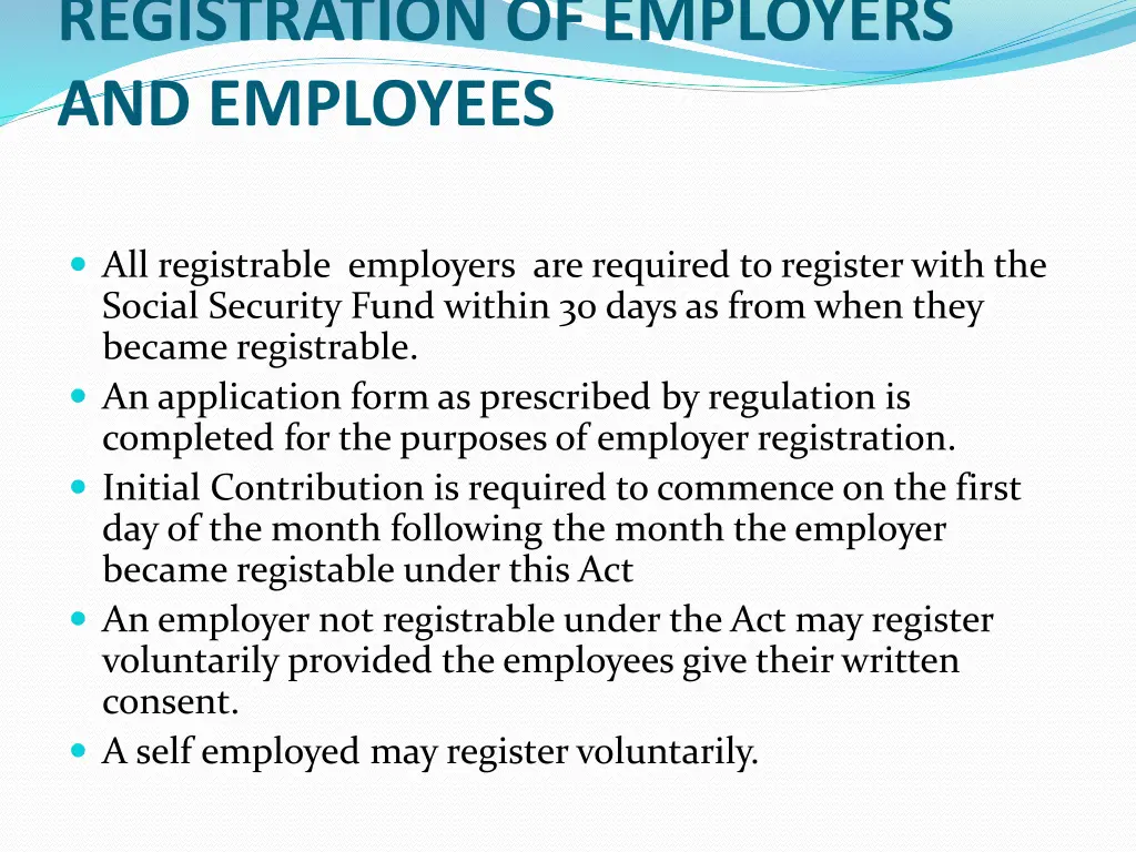 registration of employers and employees