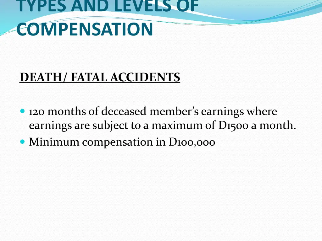 types and levels of compensation