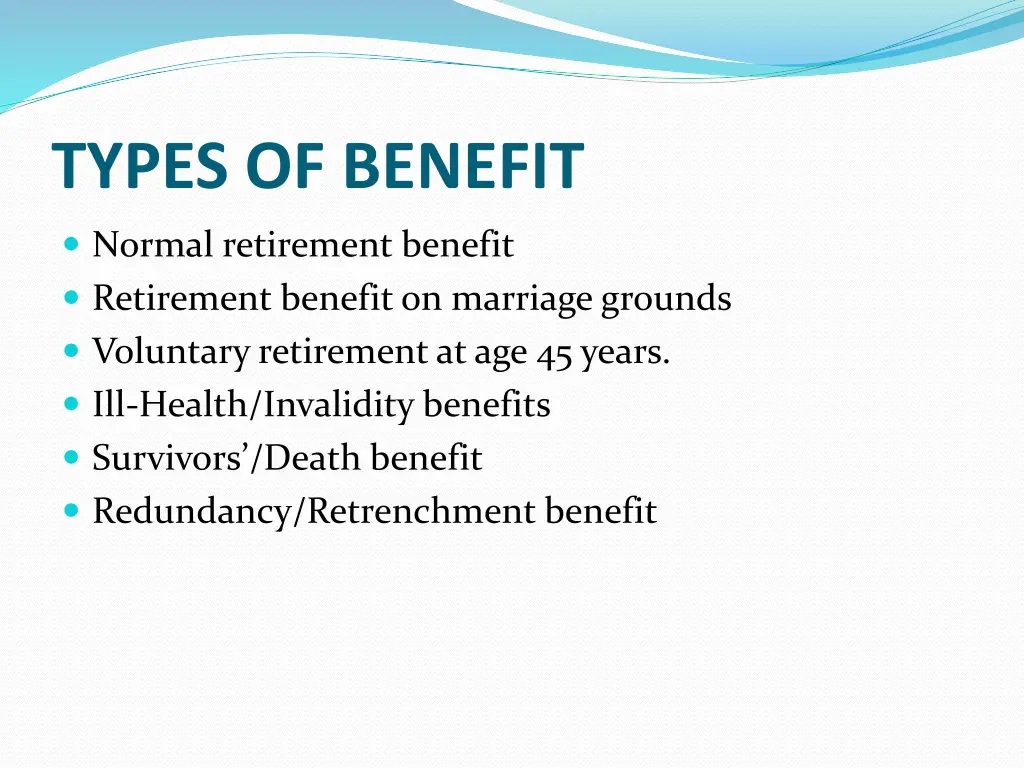 types of benefit