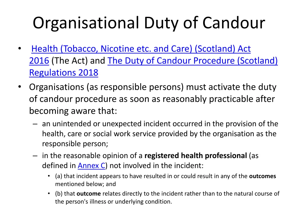 organisational duty of candour