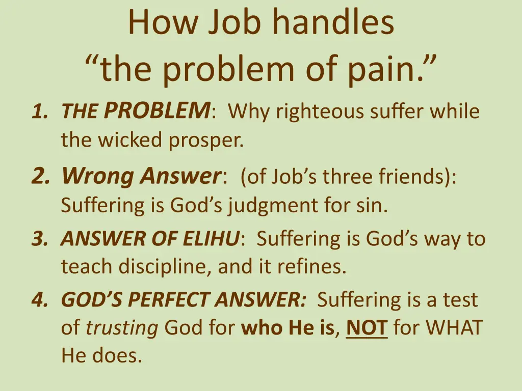 how job handles the problem of pain 1 the problem