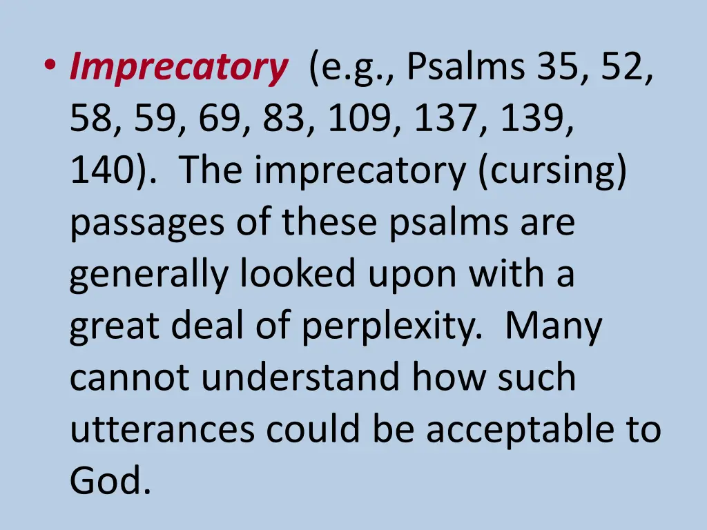 imprecatory e g psalms