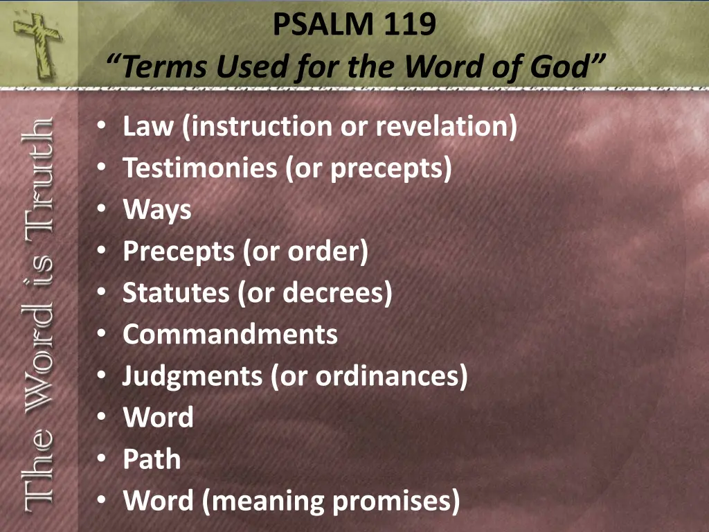 psalm 119 terms used for the word of god