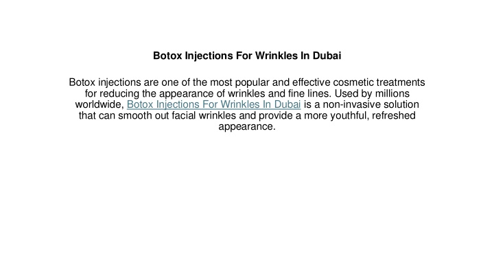 botox injections for wrinkles in dubai