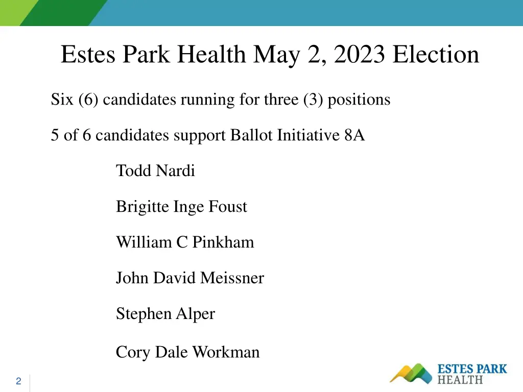 estes park health may 2 2023 election