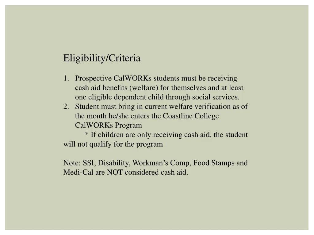 eligibility criteria