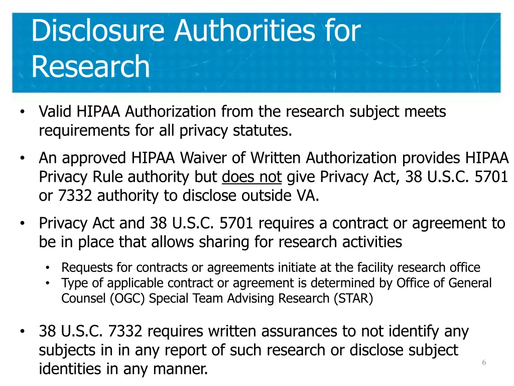 disclosure authorities for research