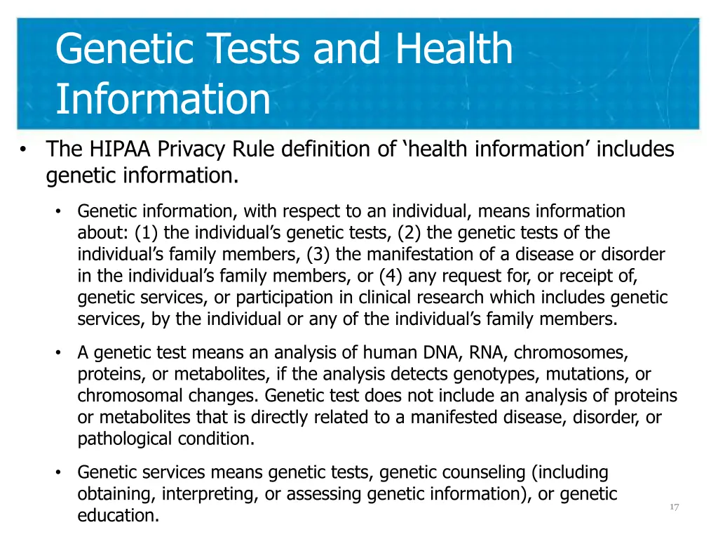 genetic tests and health information