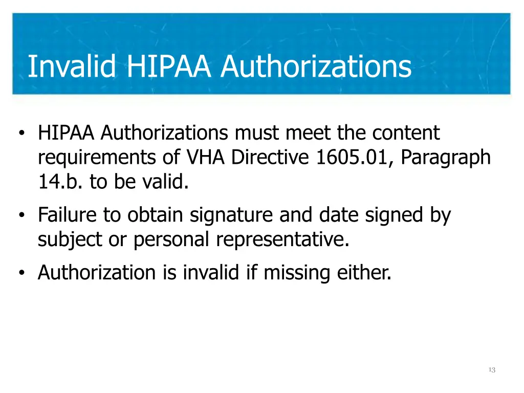 invalid hipaa authorizations