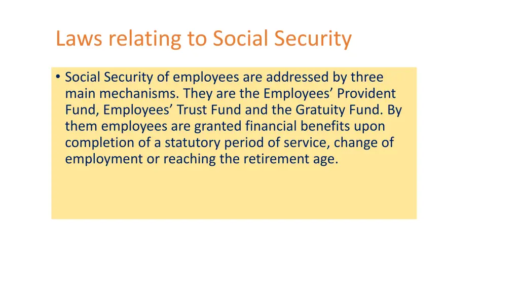 laws relating to social security