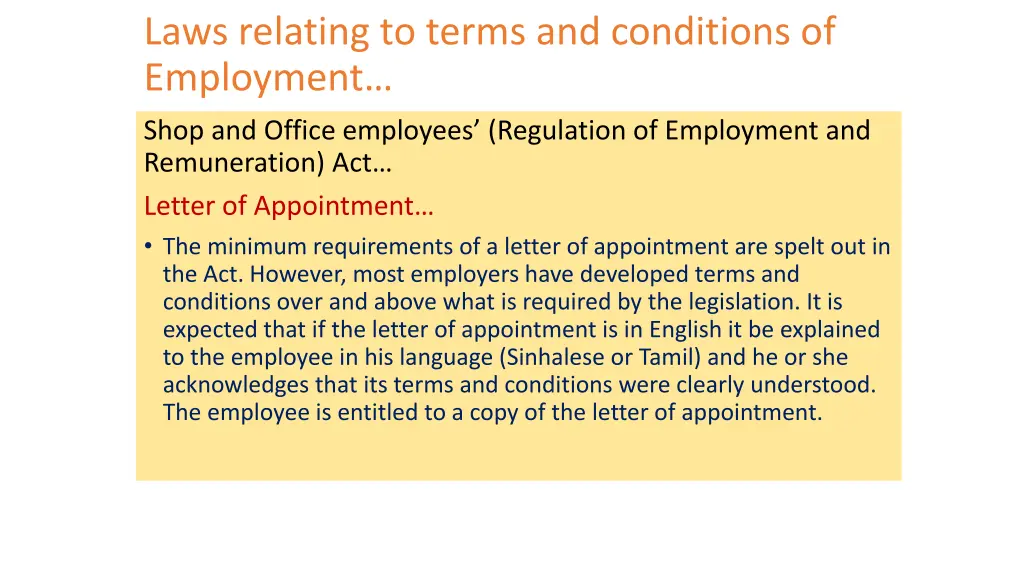 laws relating to terms and conditions 11