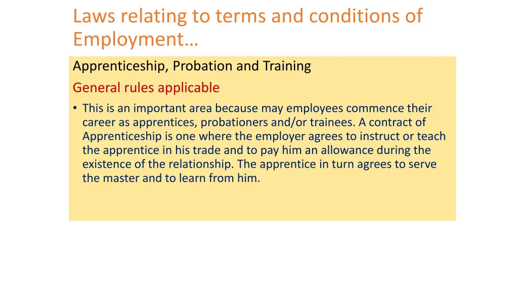 laws relating to terms and conditions 13