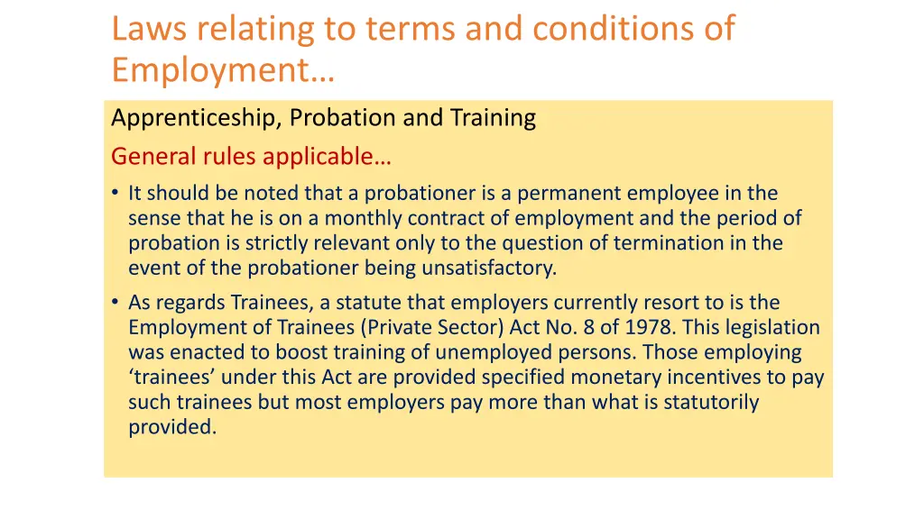 laws relating to terms and conditions 17