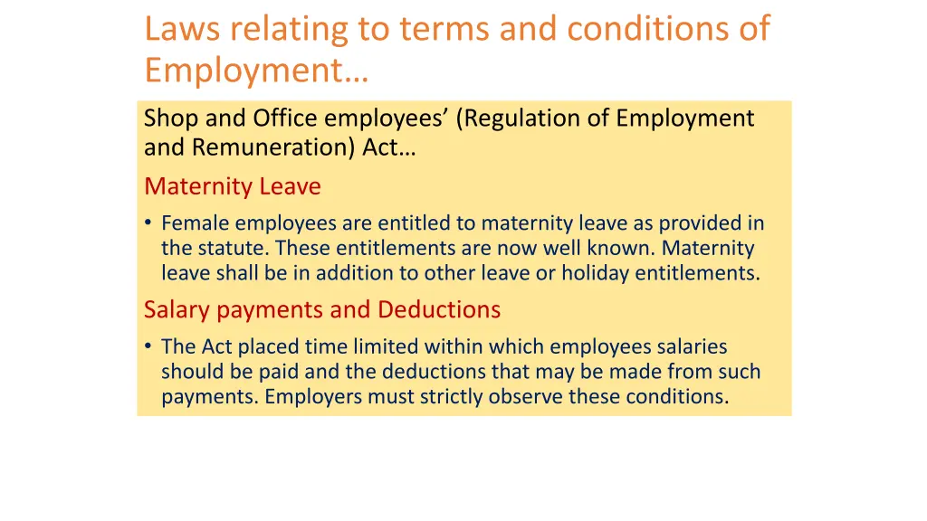 laws relating to terms and conditions 9